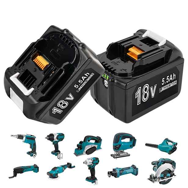 Lithium-iontová 18V Akumulátor 5.5AH Pro Makita, Černá S Led Indikátorem