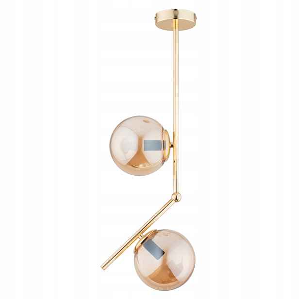 Závěsná lampa Glamour Zlatá skleněná koule 2xE14 10W Liberty Alfa