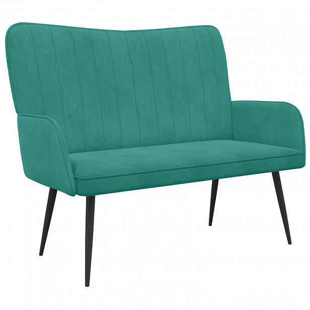 vidaXL Sofa pro dvě osoby Tyrkysová 115 x 61 x 87 cm Samet