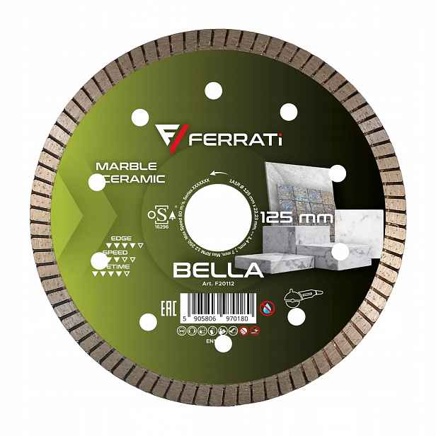 Diamantový kotouč Ferrati 1AIR Bella 125x22 pro řezání dlaždic z mokrého kamene