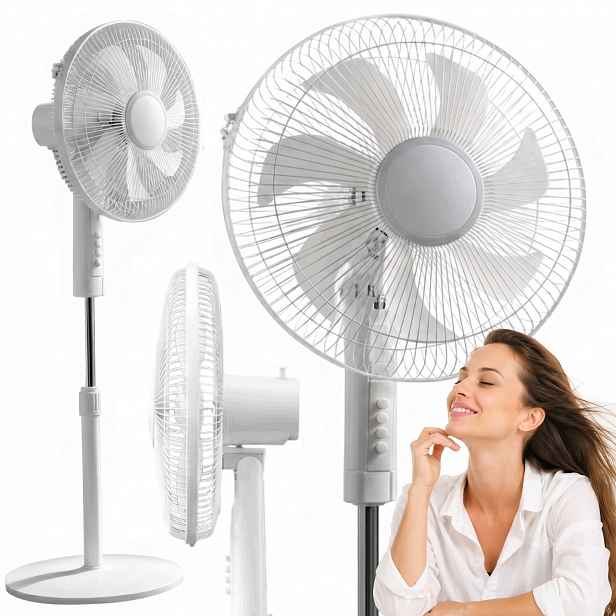Stojanový Podlahový Ventilátor S Tichým Ventilátorem, Silný, Velký 7 Lopatek, 3 Rychlostní Stupně