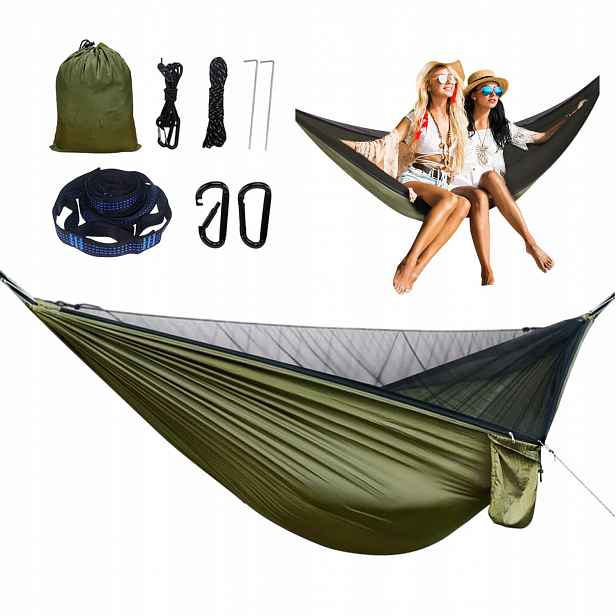 Turistická cestovní survival houpací síť s moskytiérou 280x135cm pro 2 osoby