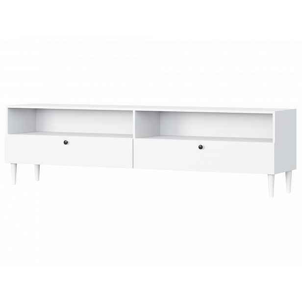 TV stolek s policí a skříňkami DULLUM 200x58cm, bílý