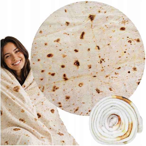 Velká Plyšová Deka Tortilla Burrito Přehoz 150x150 Kulatý Jako Dárek