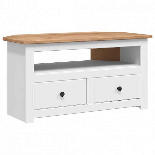 vidaXL Rohová TV skříňka bílá 93x49x49 cm masivní borovice řada Panama