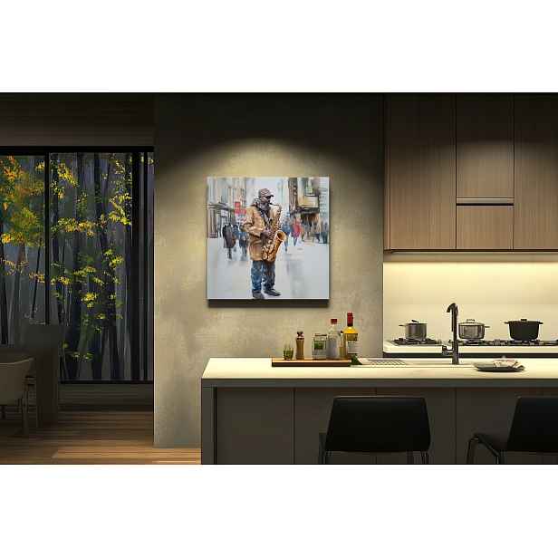 Plakát Saksofonista Ulice Jazz Akvarel Město 75x100