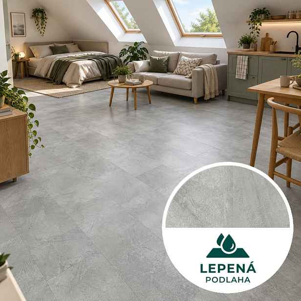 Vinylová podlaha lepená Canadian Design Beton nature DRY BACK, 914,4 x 152,4 mm, Egibi