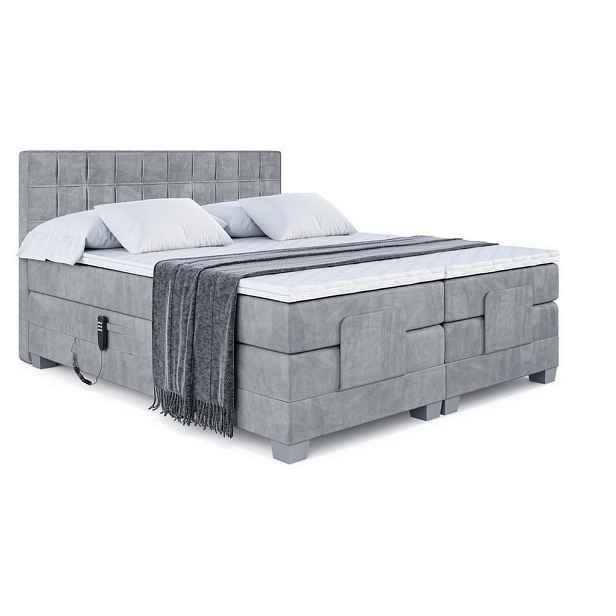 ALTDECOR BOXSPRINGOVÁ POSTEL s matrací H3/H4 - OSTO EL - 200x200 cm Šedá