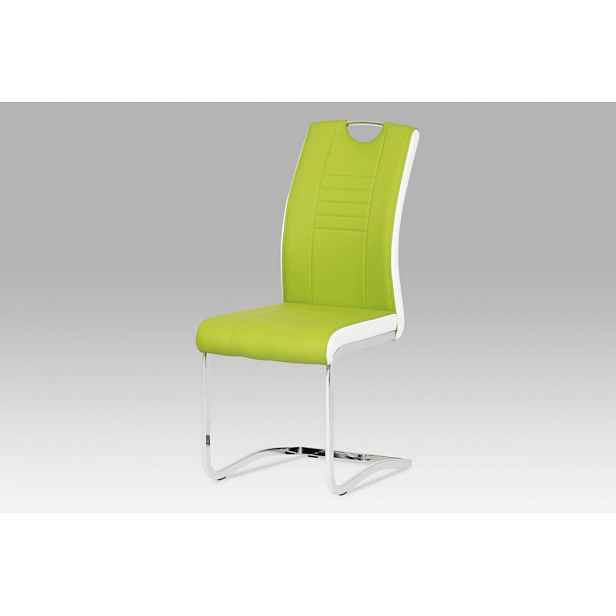 Jídelní židle ekokůže / chrom Autronic Limetková