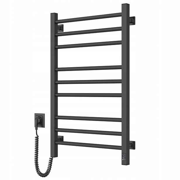 Elektrický koupelnový radiátor Černý Classic Quadro Sensor 500х800 levý