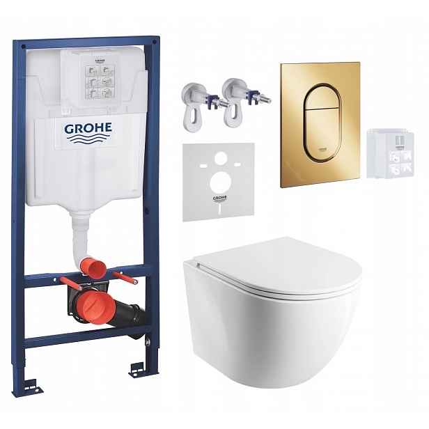 Grohe Wc stojan Rapid Sl s mísou Wc Mwbp Rimless a zlatým tlačítkem