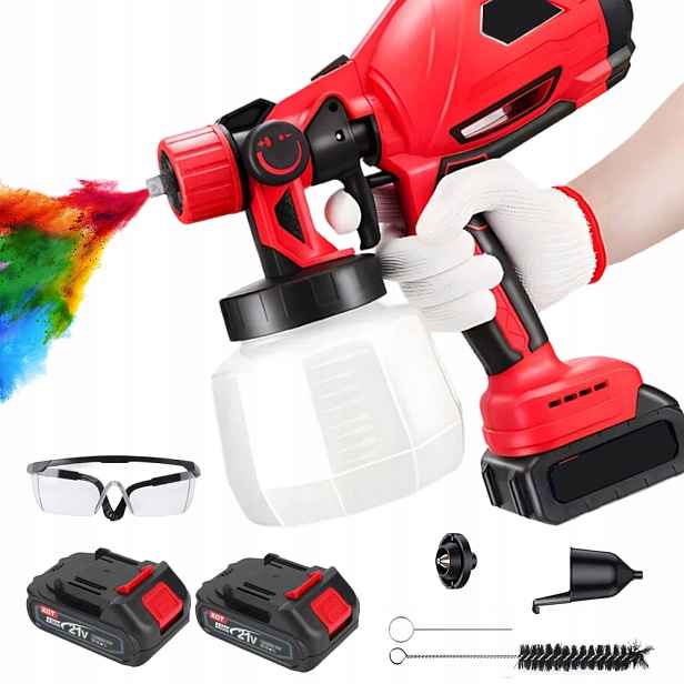 Malířská pistole stříkací 21V akumulátorová 2xbaterie 1000 ml