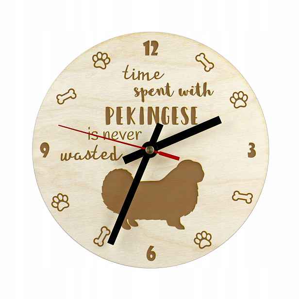 Pekingské gravírované hodiny se psem, průměr 30 cm, jméno psa