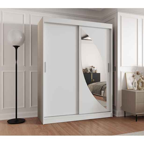 Šatní skříň 150 cm SUDENA s posuvnými dveřmi - bílá