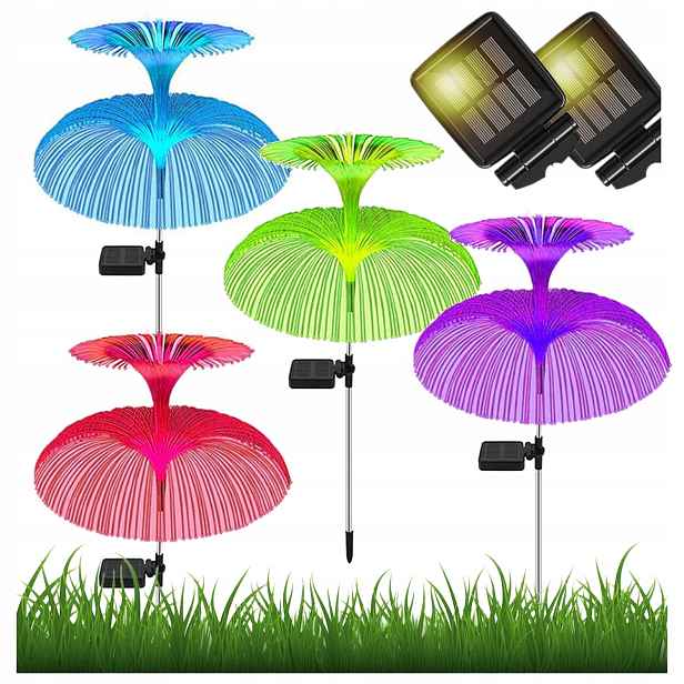 Solární lampy do zahrady na terasu na balkon Medúza Rgb Led 4 kusy
