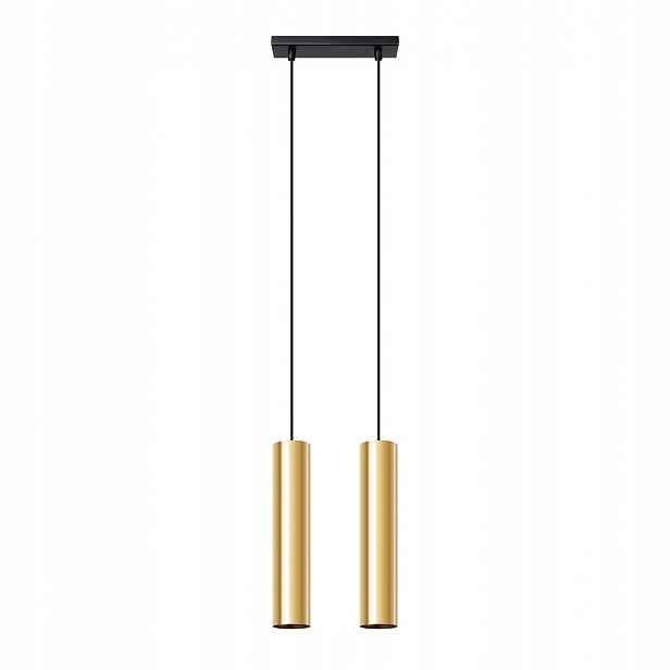 Závěsná lampa převislá tubusová dvojitá zlatá lesklá 2XGU10 Lagos Sollux