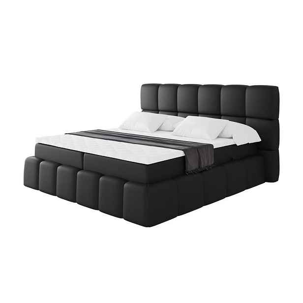 ALTDECOR KONTINENTÁLNÍ POSTEL s matrací H4 - AURI - 200x200 cm Černá
