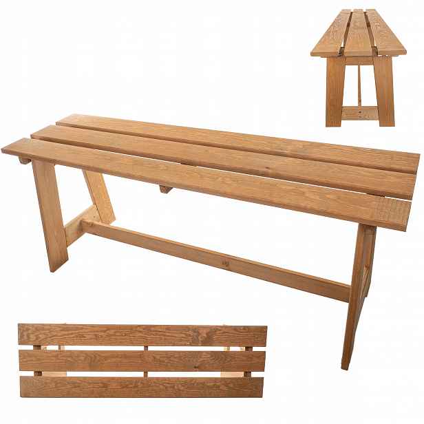 Dřevěná Parková Zahradní Lavička Bez Opěradla 119 CM Terasová Lavička Pevná