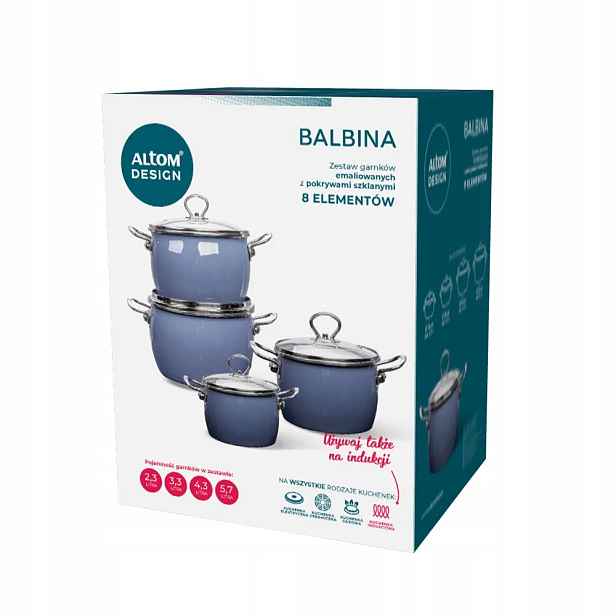 Sada hrnců s plynovou indukcí Altom Design Balbina modrá 8ks