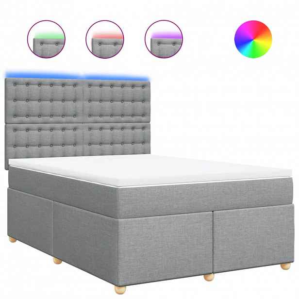 vidaXL Box spring postel s matrací světle šedá 140 x 190 cm textil