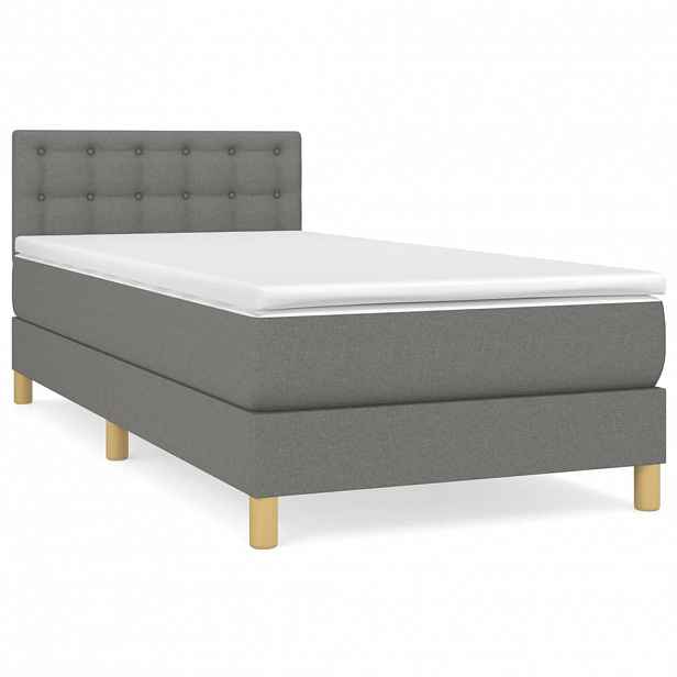 vidaXL Box spring postel s matrací tmavě šedá 80 x 200 cm textil