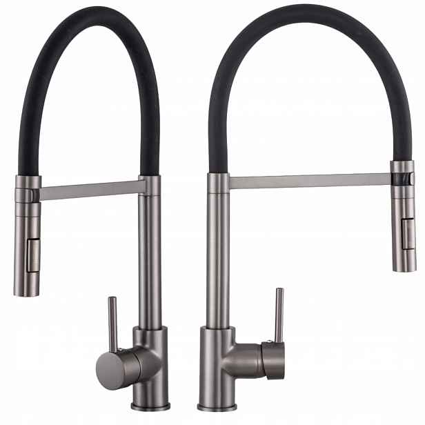 Kuchyňská Baterie Vento Kohoutek do dřezu Flexibilní Vytahovací Sprcha Gunmetal