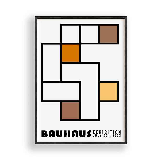 Obraz Bauhaus Geometrické obdélníky Plakát Rámeček Dřevěný Černý 30x42 cm