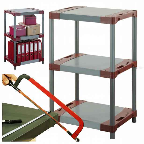 Plastový regál do sklepa, plastový regál 98x80x46 cm 97% Recyklovatelný Eco