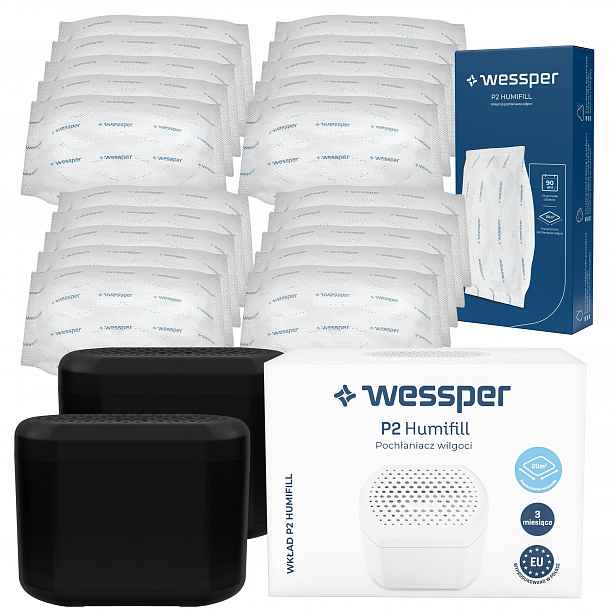 Wessper silný černý pohlcovač vlhkosti: 2 absorbéry 20 náplní