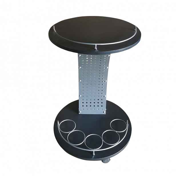 ALADAR servírovací stolek, černá/stříbrná