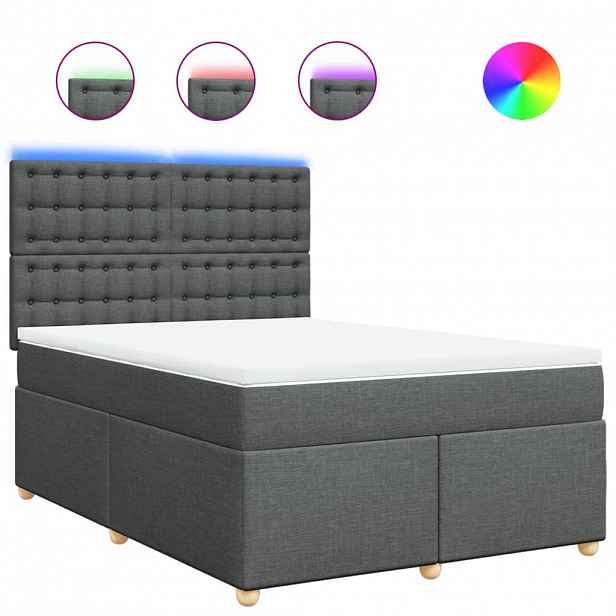 vidaXL Box spring postel s matrací tmavě šedý 140 x 190 cm textil