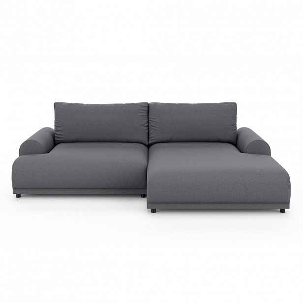 luma-home ROHOVÁ POHOVKA s funkcí rozkládání, úložný prostor, extra široký otoman vpravo, Š240/H145/V81 cm, strukturovaná látka tmavě šedá / 21033