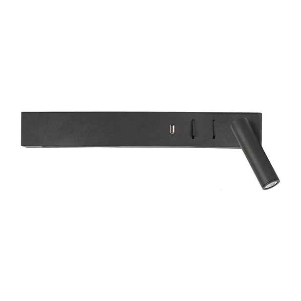 Matně černé kovové LED nástěnné svítidlo s ohybatelnou konstrukcí/s USB portem Vida – Nova Luce