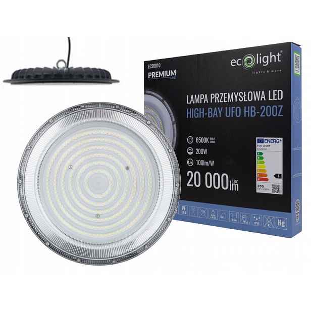 Průmyslová lampa High Bay Ufo Led 200W IP65 barva bílá Studená
