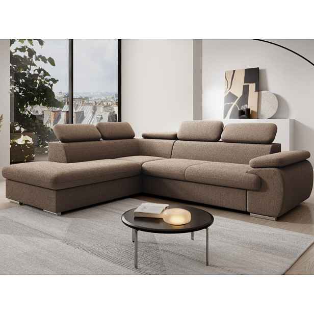 Rohová sedačka Viera, světle hnědá látka, levý roh