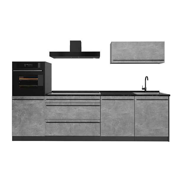 Vicco KUCHYŇSKÝ KOUT R-Line, Beton/Antracit, 280 cm pracovná doska antracitová