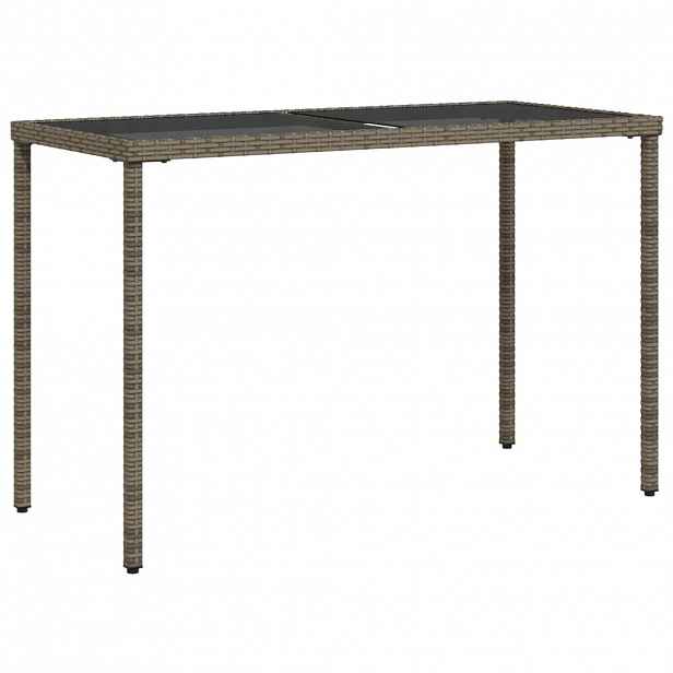 vidaXL Zahradní stůl se skleněnou deskou šedý 115x54x74 cm polyratan