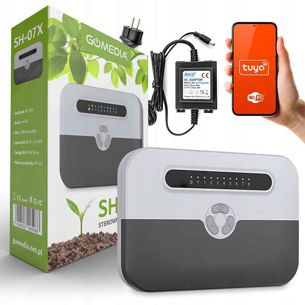 WiFi Řídicí jednotka zavlažování, automatický systém pro zahradu, Tuya, 8 zón