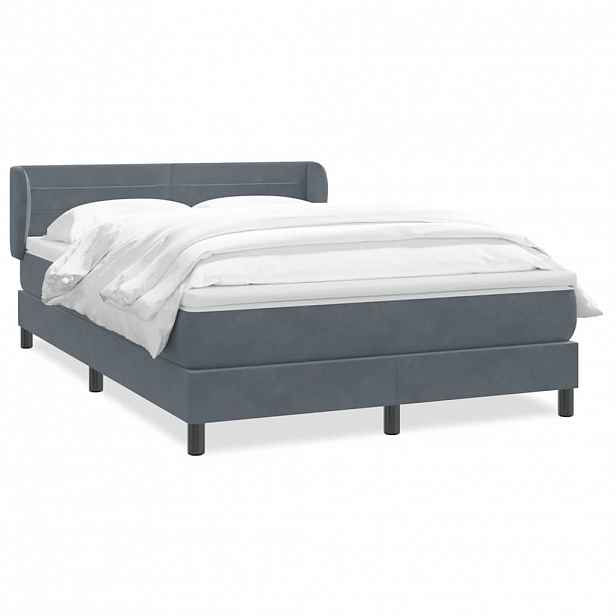 vidaXL Box spring postel s matrací tmavě šedá 160x210 cm samet