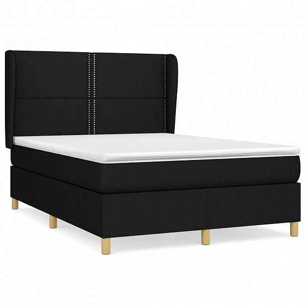 vidaXL Box spring postel s matrací černá 140x200 cm textil