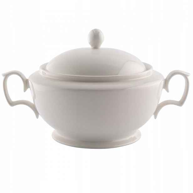 Elegantní porcelánová polévková váza s víkem MariaPaula Klasika Ecru 2,7 l