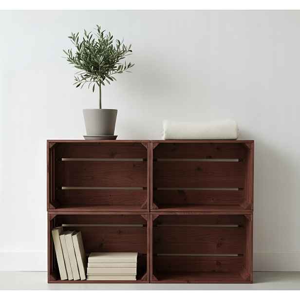 Sada 4 boxů 50x40 cm Borovicové boxy Palisander Sada boxů Loft