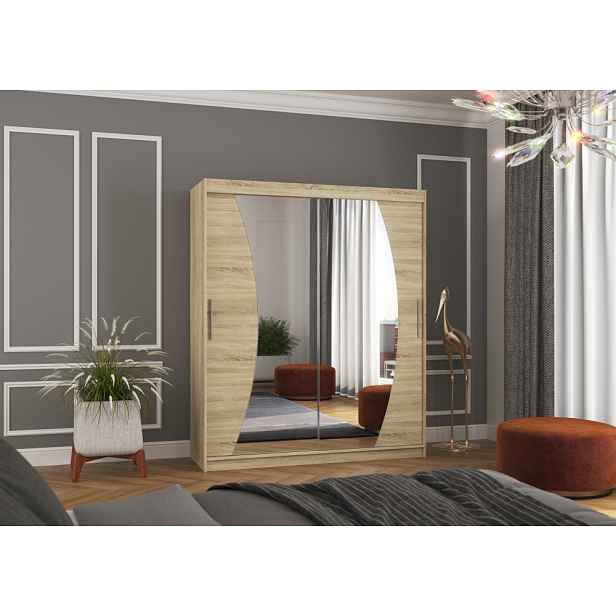 Šatní skříň se zrcadlem 180 cm FANLIA - dub sonoma