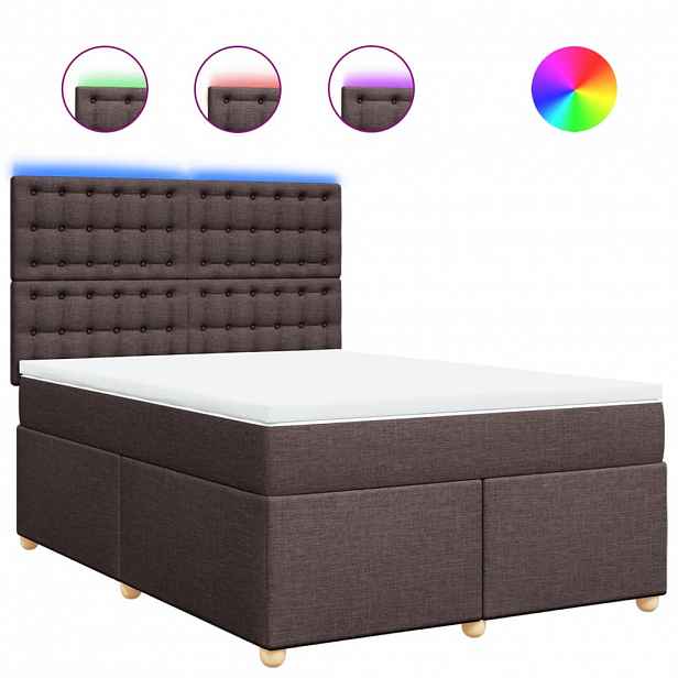 vidaXL Box spring postel s matrací tmavě hnědá 140x190 cm textil