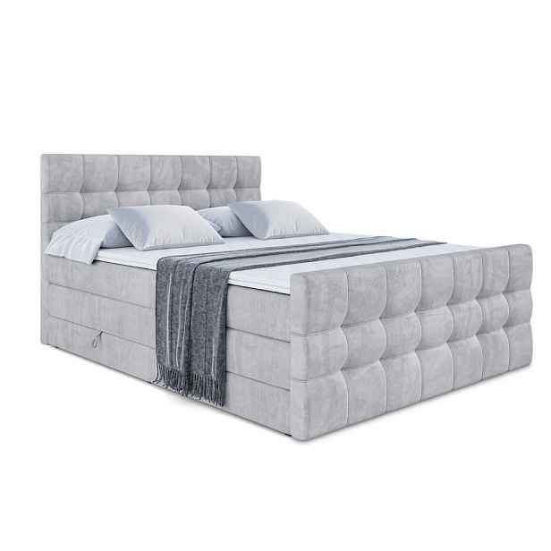 ALTDECOR BOXSPRINGOVÁ POSTEL s matrací H3/H4 - BERO-Z KING - 200x200 cm Šedá