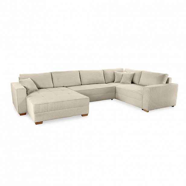 luma-home SEDACÍ SOUPRAVA, spací funkce, úložný prostor pod postelí, pružinová matrace, tvar písmene U, 379 × 227 × 86 cm (Š×H×V), manšestr béžovo-šed