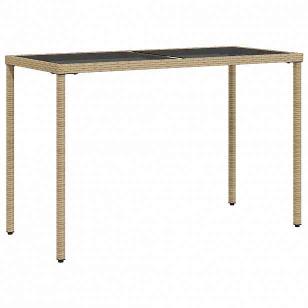 vidaXL Zahradní stůl se skleněnou deskou béžový 115x54x74 cm polyratan