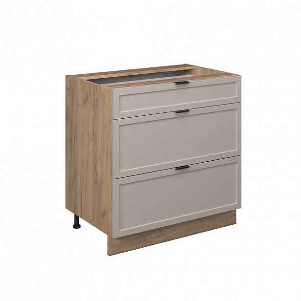 Vicco SPODNÍ SKŘÍŇKA KUCHYŇSKÉ LINKY Fame-Line GreyBeige 80 cm se 3 zásuvkami, bez pracovní desky