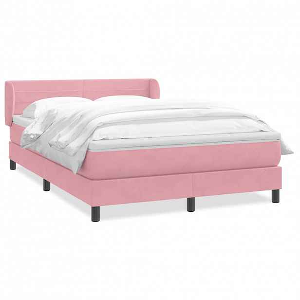 vidaXL Box spring postel s matrací růžová 160x210 cm samet