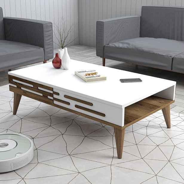 Konferenční stolek Valensiya - Walnut, White